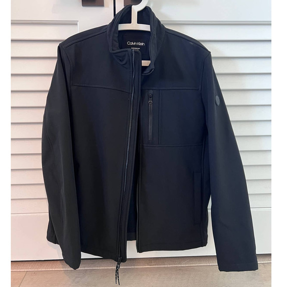 Calvin Klein Soft Shell Jacket Black Men's Medium Long Sleeve Water Resistant - Picture 3 of 5